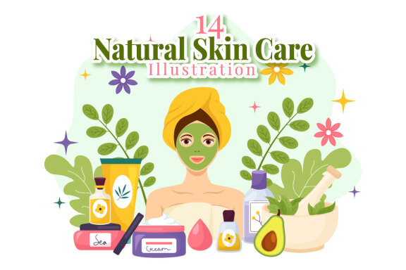 14 Natural Skin Care Vector Illustrations