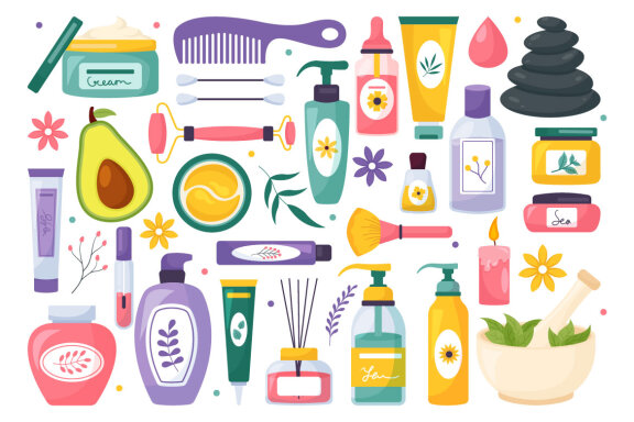 14 Natural Skin Care Vector Illustrations