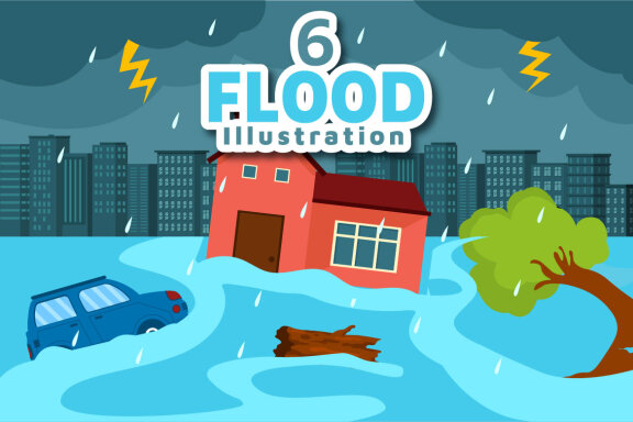 6 Floods Vector Illustration