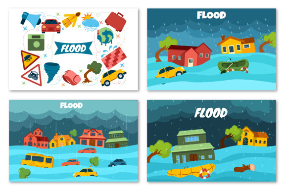 6 Floods Vector Illustration