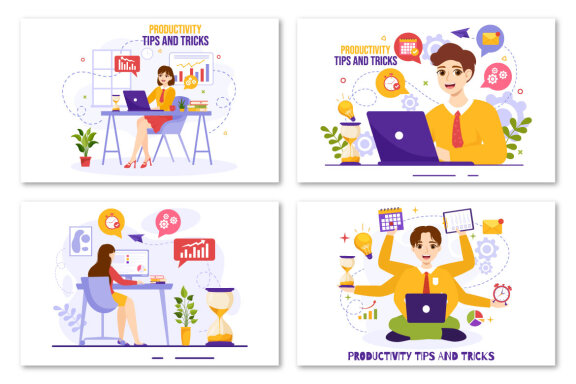 13 Productivity Tips and Trick FREE Illustrations