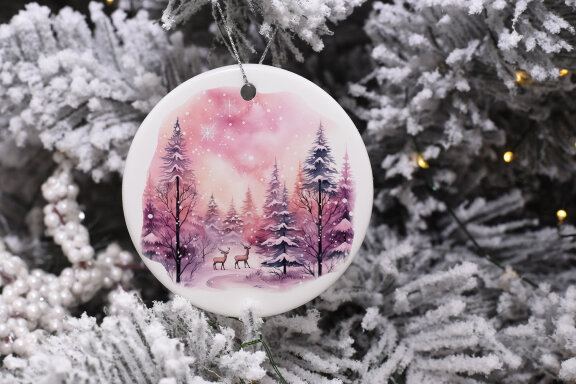 Winter Wonderland Pink Castle and tree clipart