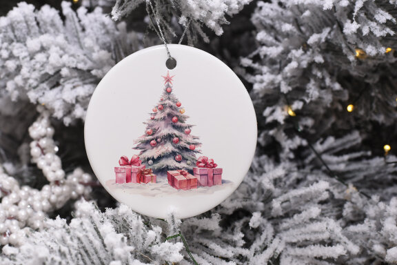 Winter Wonderland Pink Castle and tree clipart