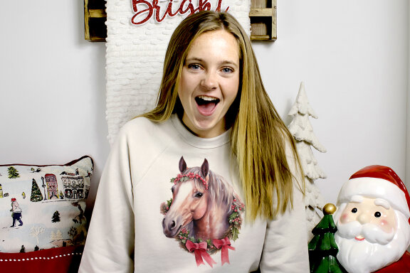 Watercolor Head Deers and hors christmas clipart