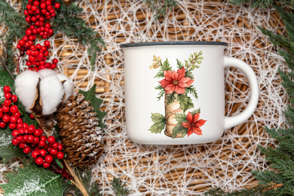 Watercolor Christmas Wreaths and flowers clipart, png