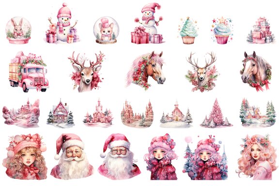 Pink Christmas Sublimation Clipart