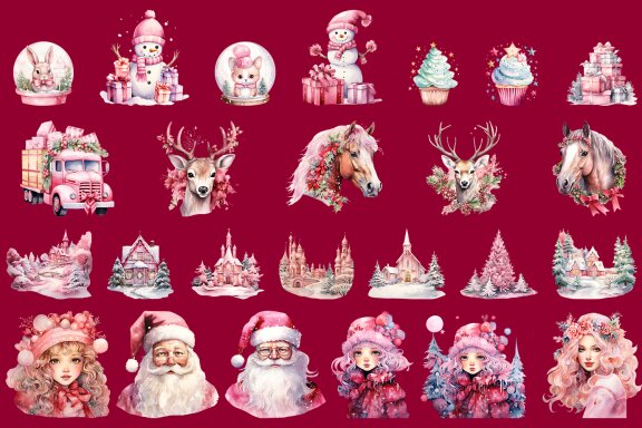 Pink Christmas Sublimation Clipart