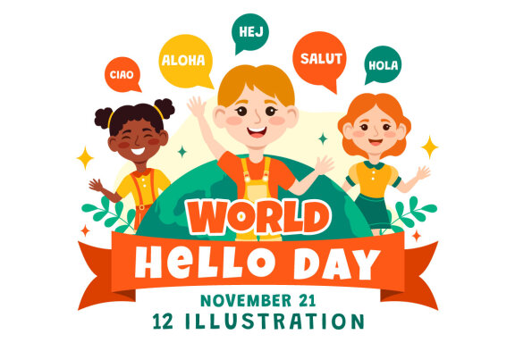 12 World Hello Day Illustration