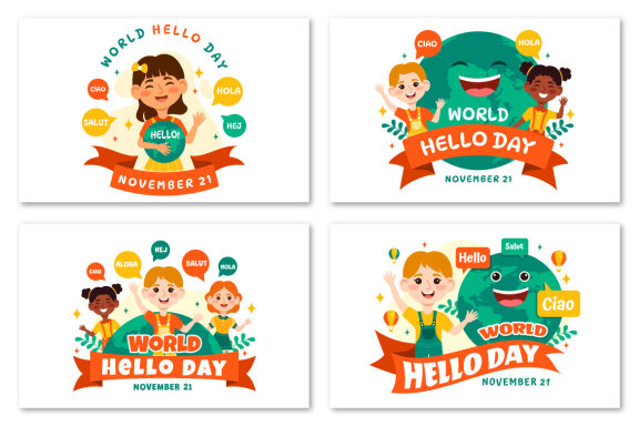 12 World Hello Day Illustration