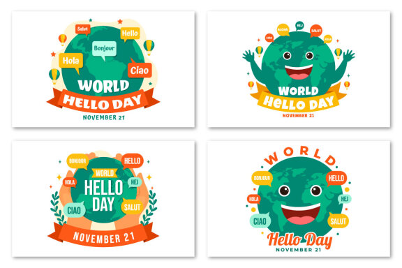 12 World Hello Day Illustration