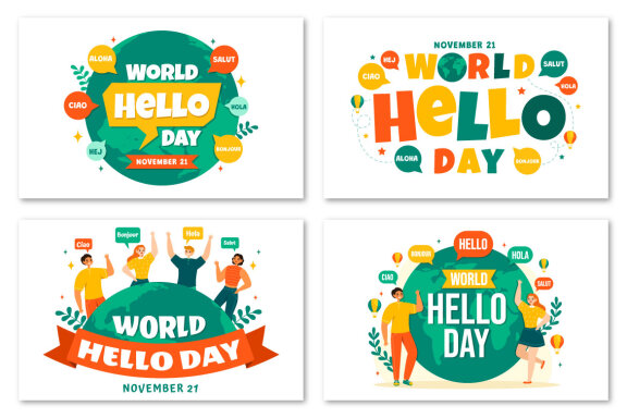 12 World Hello Day Illustration