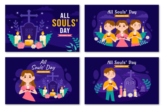 12 All Souls Day Vector Illustration
