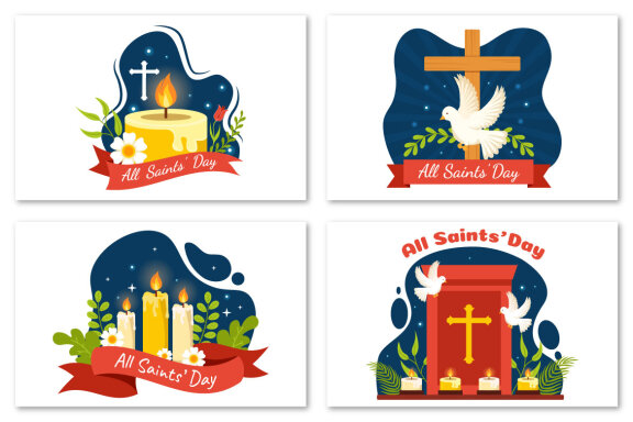 12 All Saints Day Vector Illustration