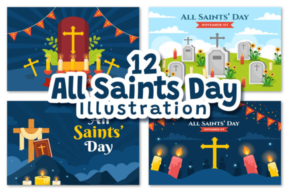 12 All Saints Day Vector Illustration