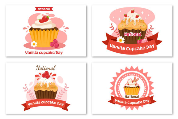 10 National Vanilla Cupcake Day Illustration