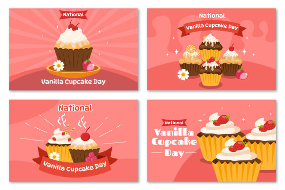 10 National Vanilla Cupcake Day Illustration