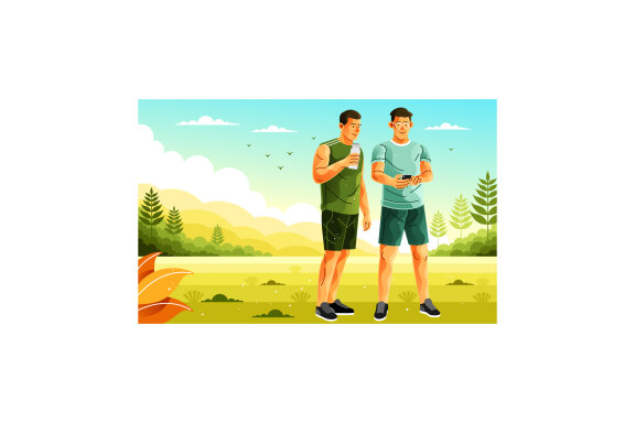 Young Man Healthy Lifestyle Illustration