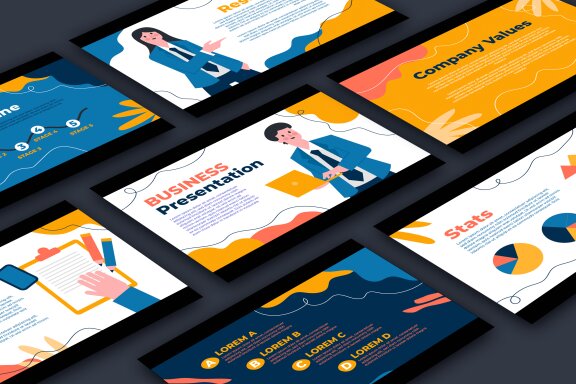 Hand drawn flat design business presentation template
