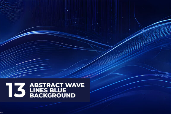 13 Abstract Wave Lines Blue Stock Images