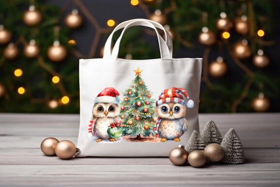 Cute owl Christmas animals clipart