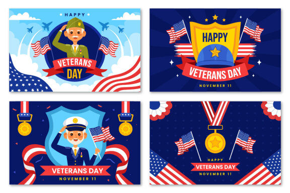 12 Happy Veterans Day Illustration