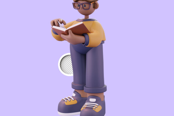 The man in yellow carrying a book 