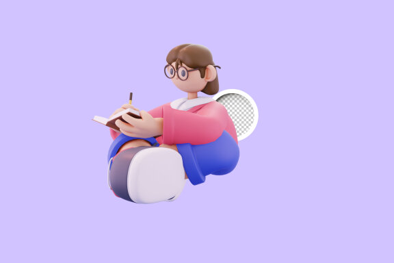 Sitting while drawing a landscape 