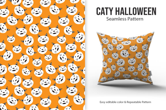 Caty Halloween Seamless Pattern Celebration