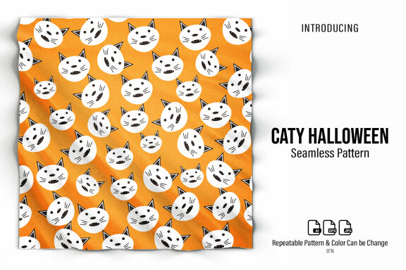 Caty Halloween Seamless Pattern Celebration