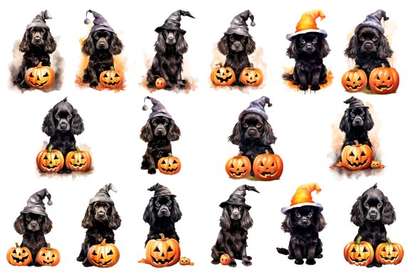 Cute Dog Halloween & Pumpkin Clipart PNG