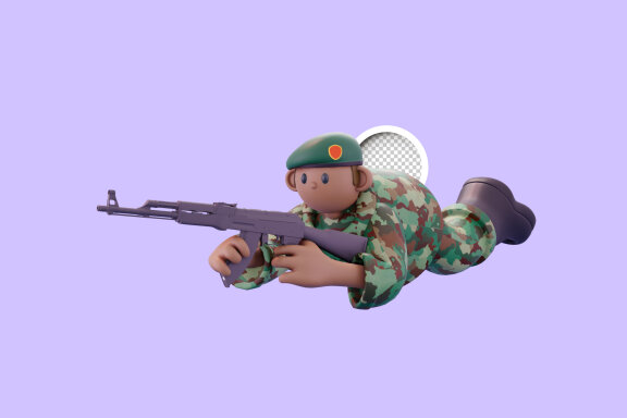 Soldiers practicing shooting from the down position