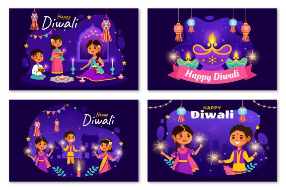 14 Happy Diwali Hindu Illustration