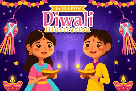 14 Happy Diwali Hindu Illustration