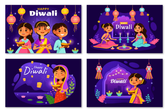 14 Happy Diwali Hindu Illustration