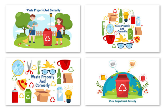 12 Waste Properly And Correctly Illustration