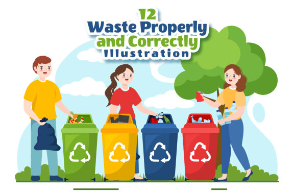 12 Waste Properly And Correctly Illustration