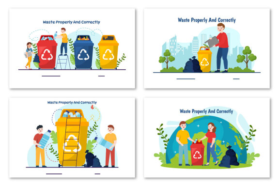 12 Waste Properly And Correctly Illustration