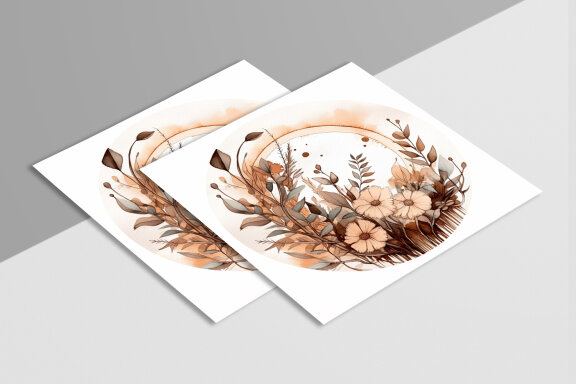Boho Round Floral Frame With Moon
