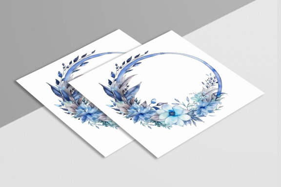 Boho Round Floral Frame With Moon