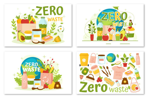 12 Zero Waste Vector Illustration