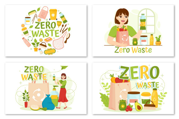 12 Zero Waste Vector Illustration
