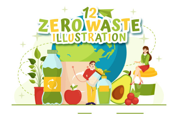 12 Zero Waste Vector Illustration
