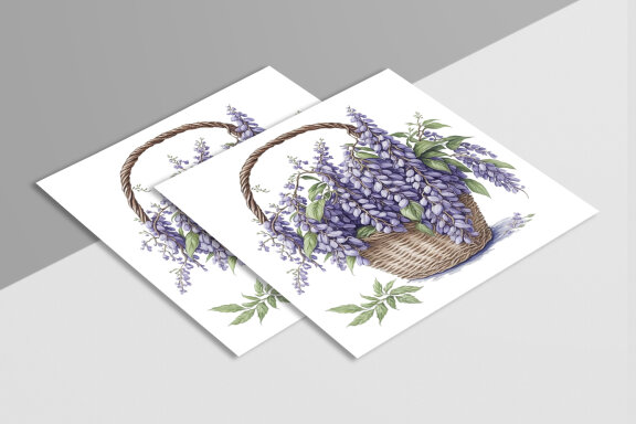 Watercolor Floral Flower Basket Design