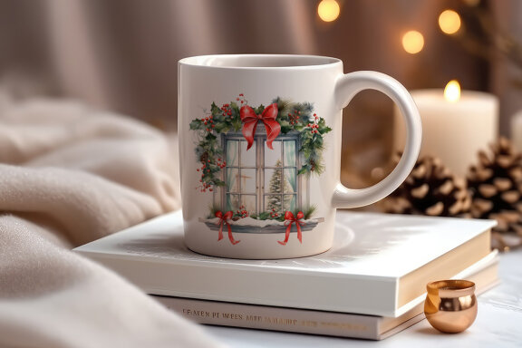 Watercolor Christmas Window PNG Clipart