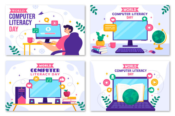 12 World Computer Literacy Day FREE Illustrations