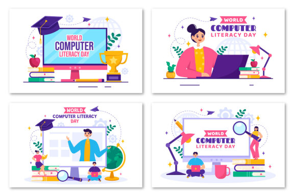 12 World Computer Literacy Day FREE Illustrations