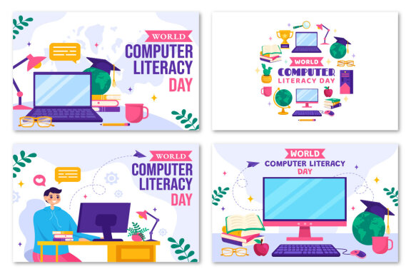 12 World Computer Literacy Day FREE Illustrations