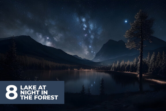 8 Lanscape Lake at Night Stock Images