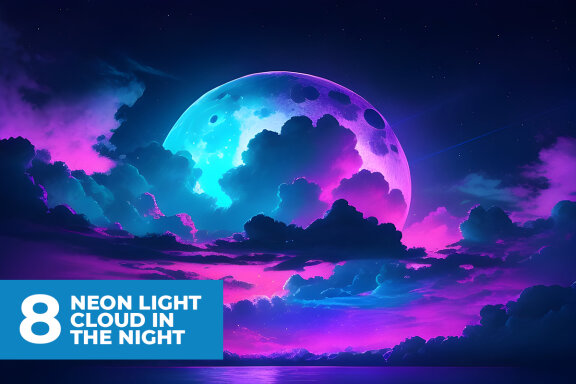 8 Neon Light Cloud at Night Stock Images
