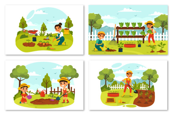 11 Growing Vegetables Illustration